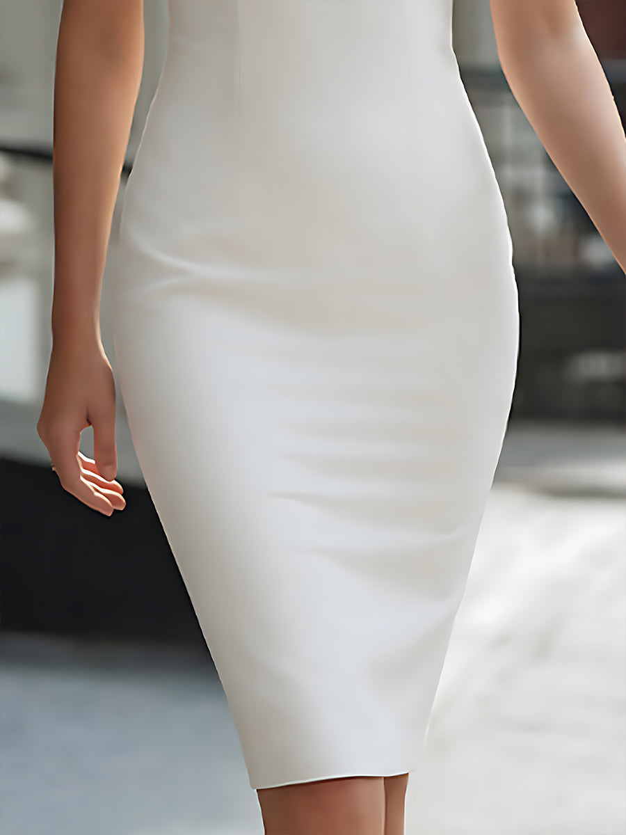 Bow Detail Sleeveless Pencil Midi Dress