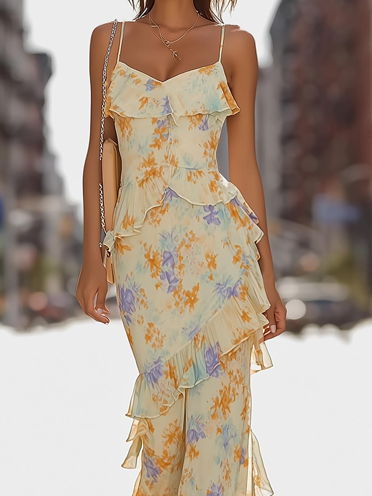 Spaghetti Strap Flowy Floral Maxi Dress