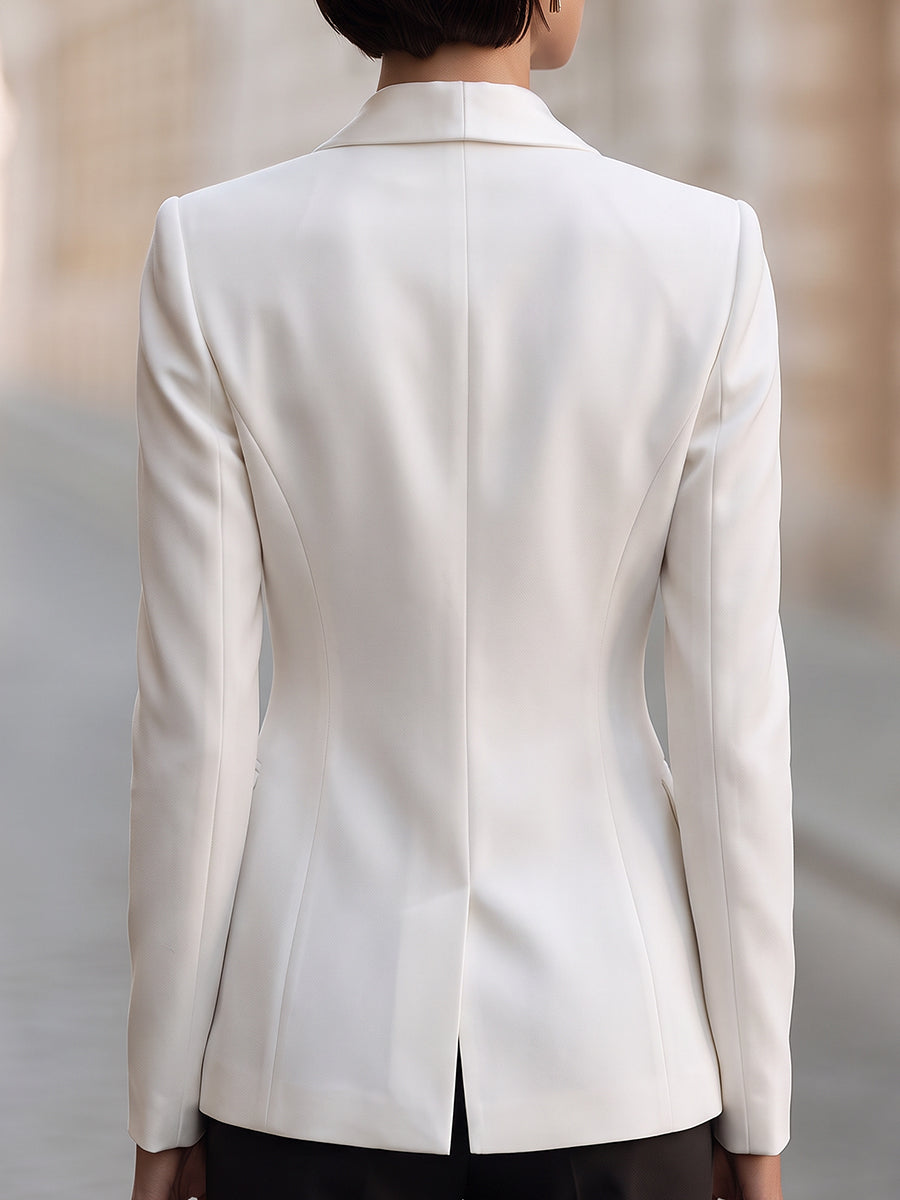 Satin-Tie Shawl Collar Tailored Blazer