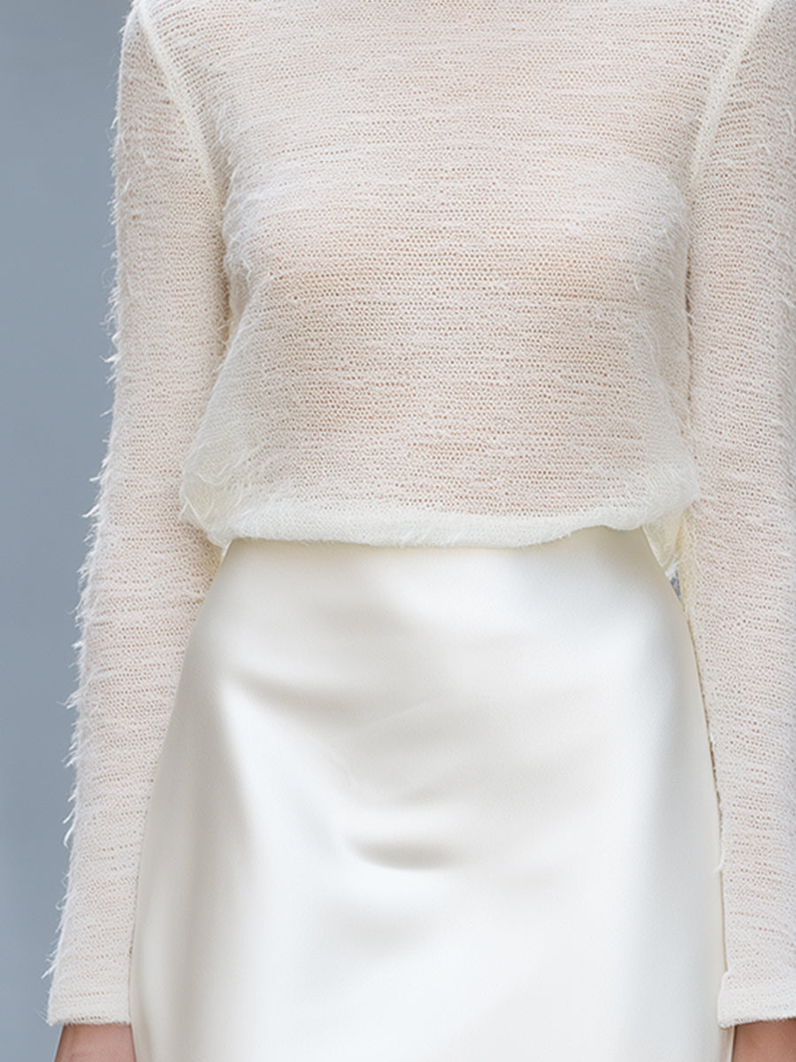 Textured Boat-Neck Knit Top