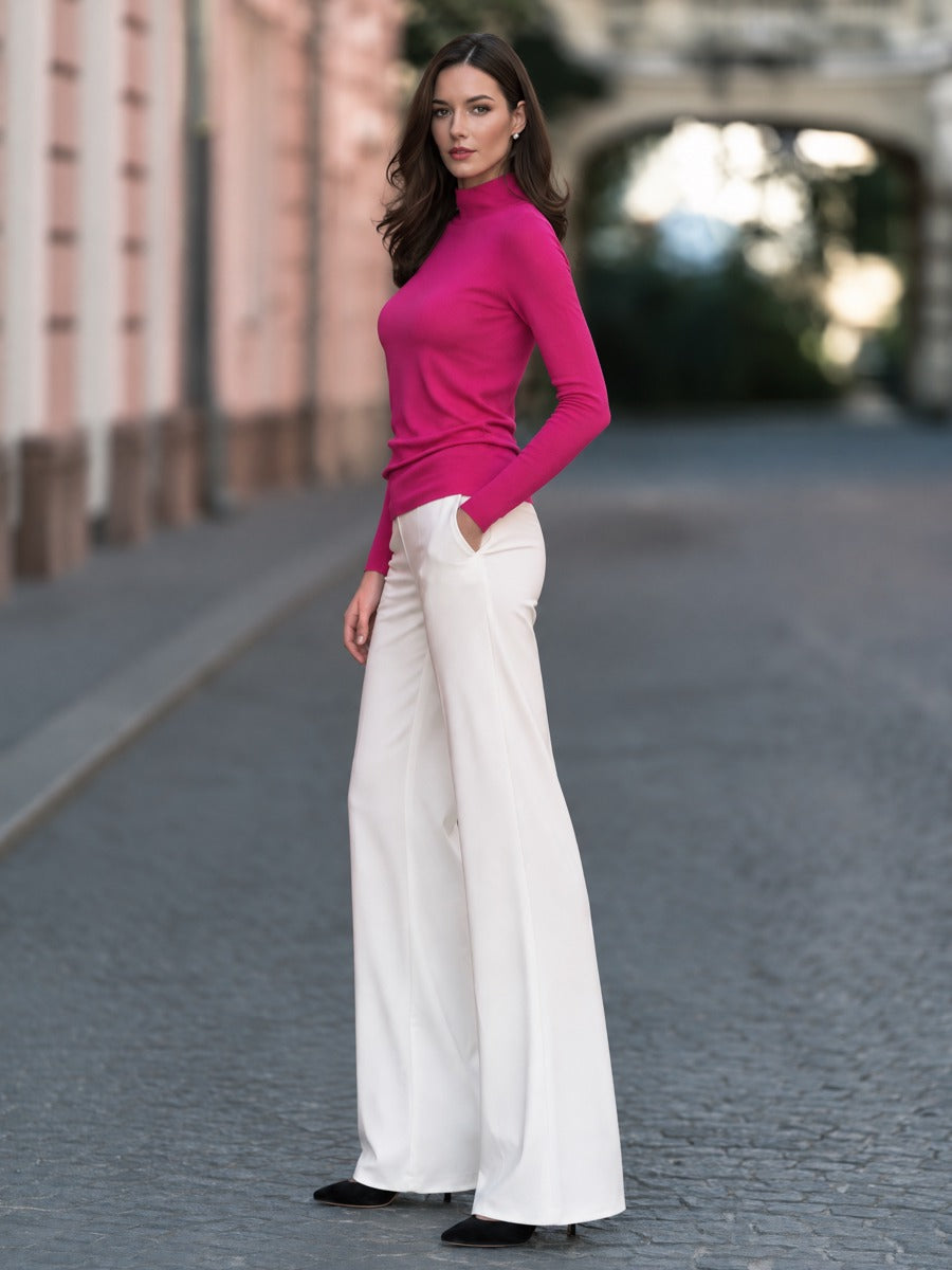 Mock-Neck Fine-Knit Sweater
