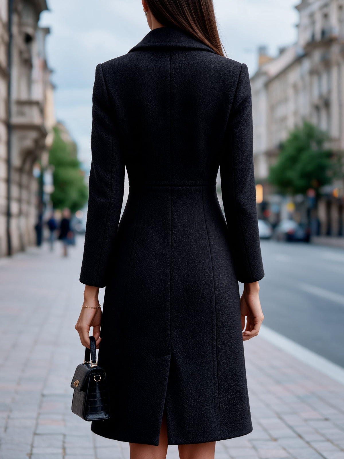 Women's Double-Breasted Wool Blend Coat