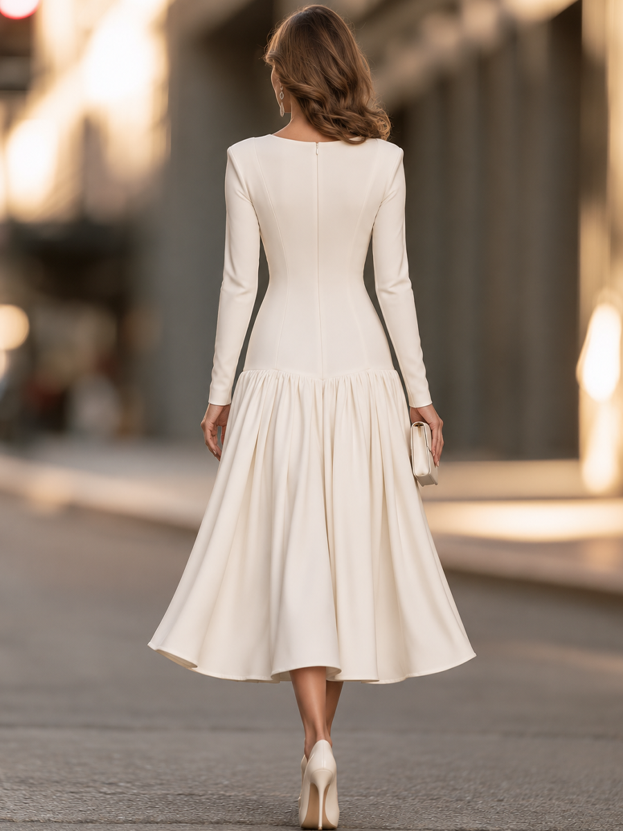 Square Neck Drop Waist Maxi Dress
