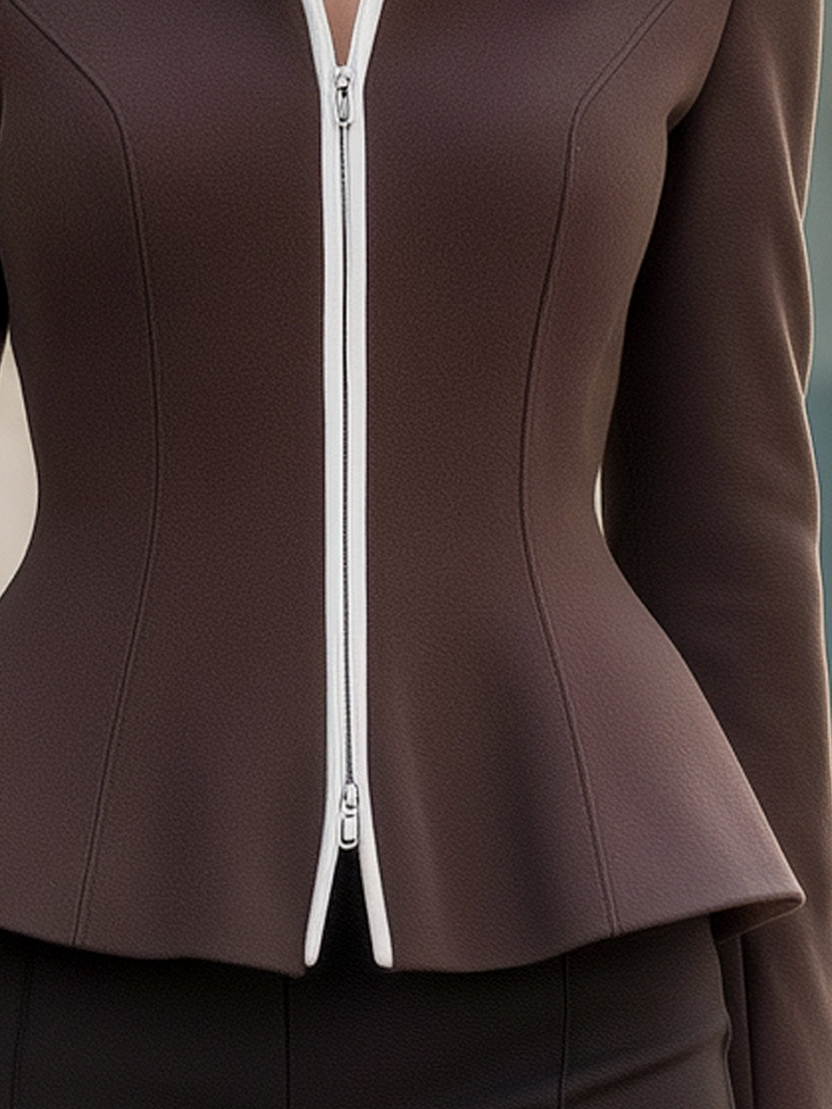 Contrast Lapel Peplum Jacket