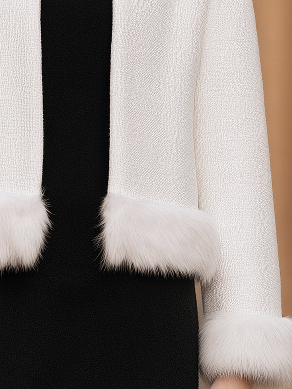 Faux Fur Trim Open-Front Cropped Jacket