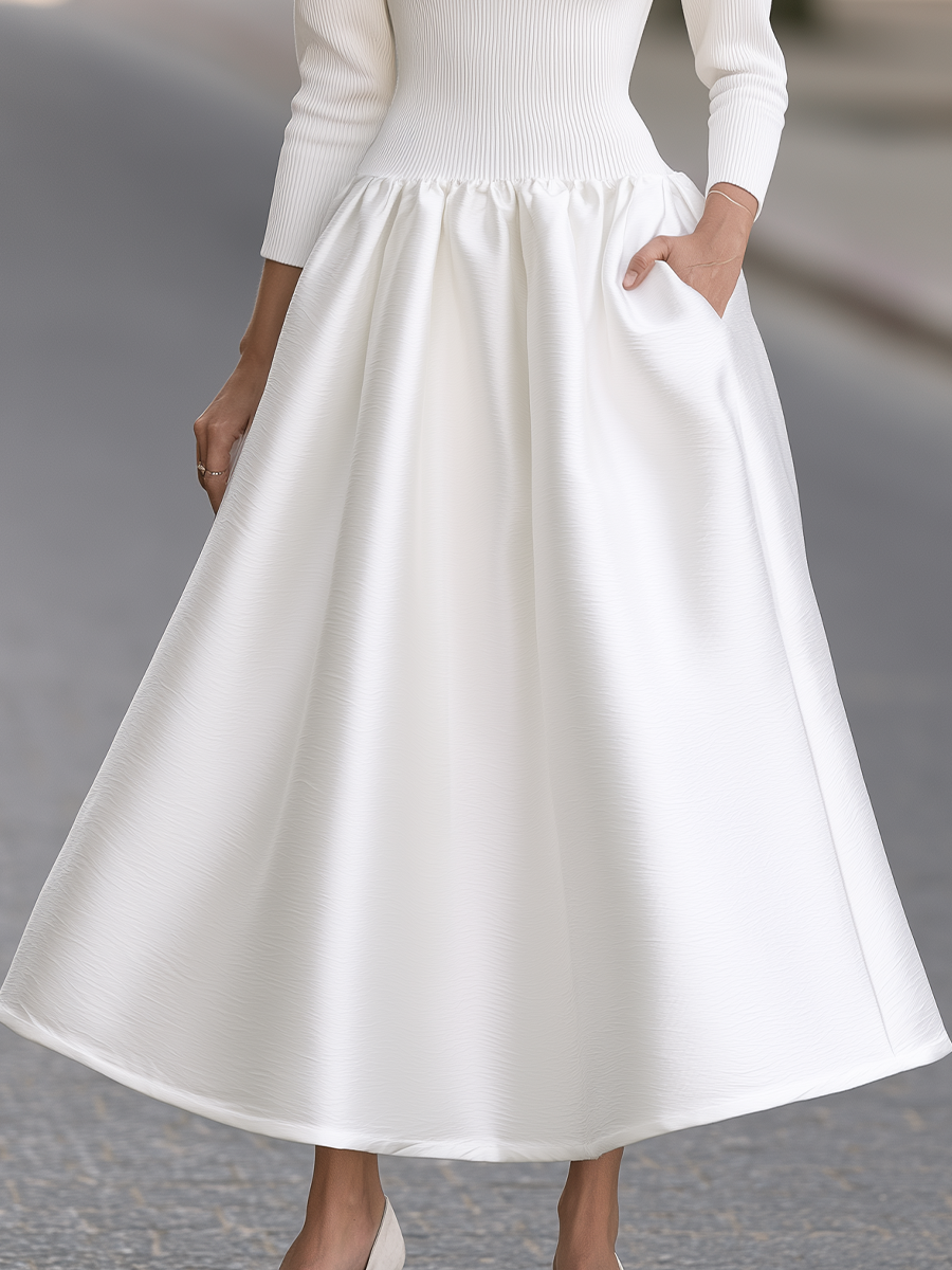 V-Neck Textured Drop Waist Maxi Dress