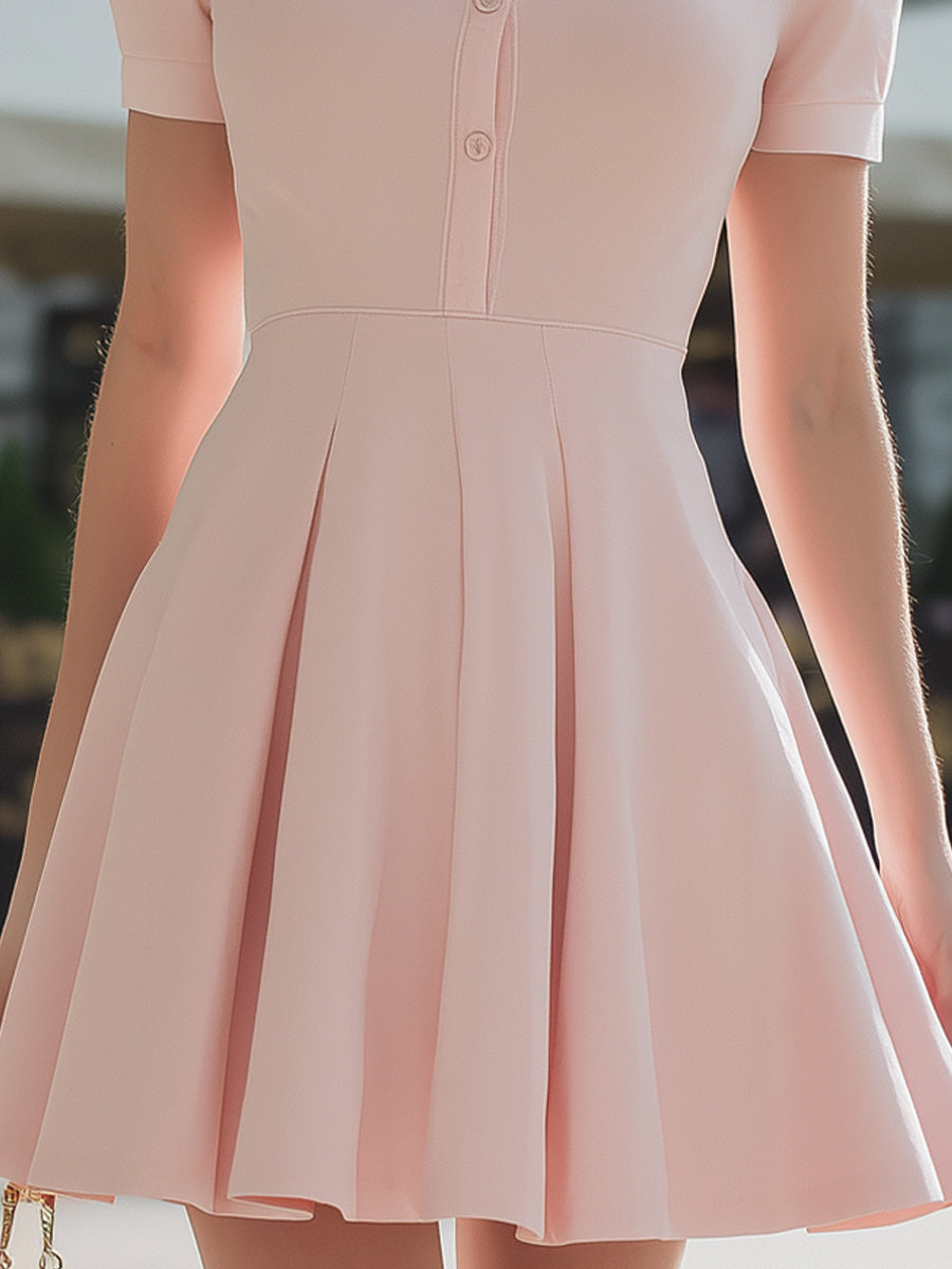 KSXTXX Blush Polo Shirt Dress ¨C Preppy Feminine Style For Effortless Charm