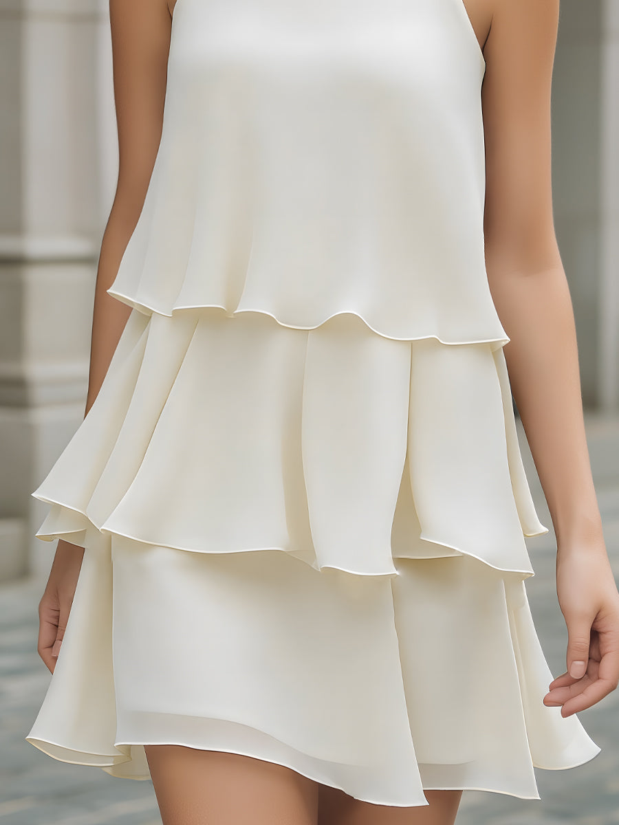 Sleeveless Layered Tiered Chiffon Mini Dress