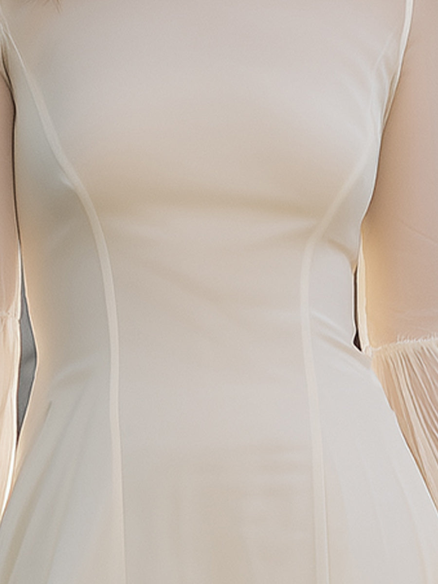 Ethereal Long Bell-Sleeve Chiffon Mini Dress