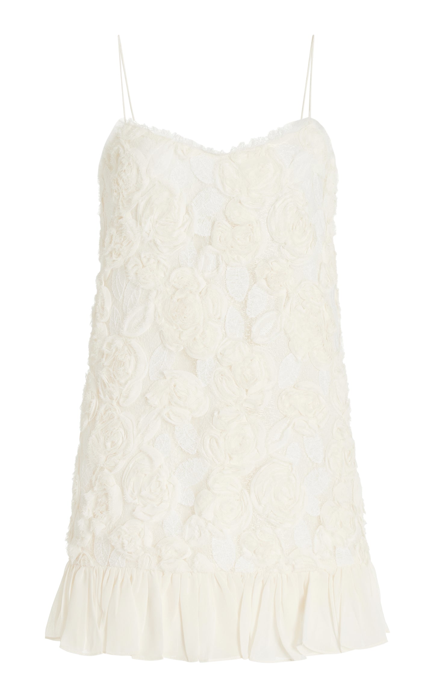 Blanc Rosette-Detailed Georgette Mini Dress