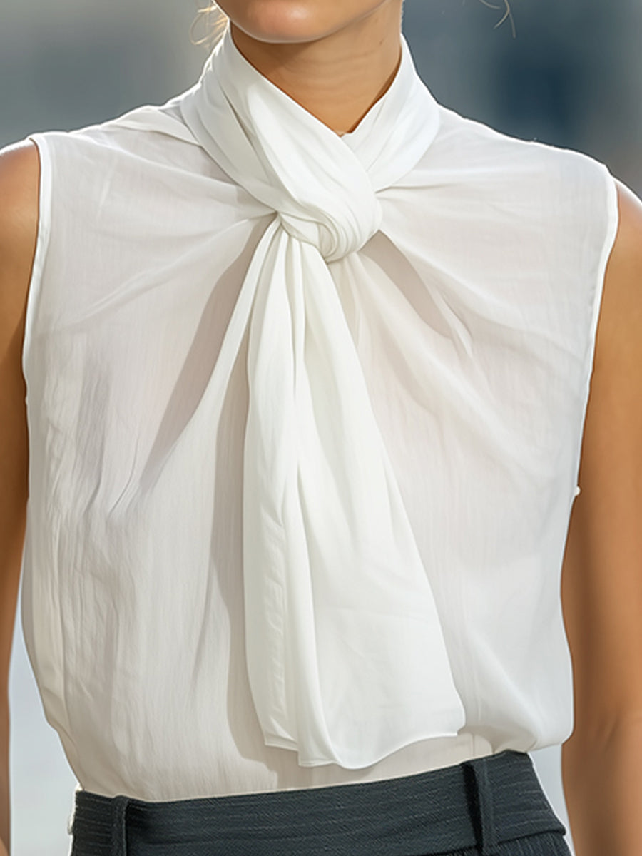 Sophisticated Knot-Neck Sleeveless Blouse