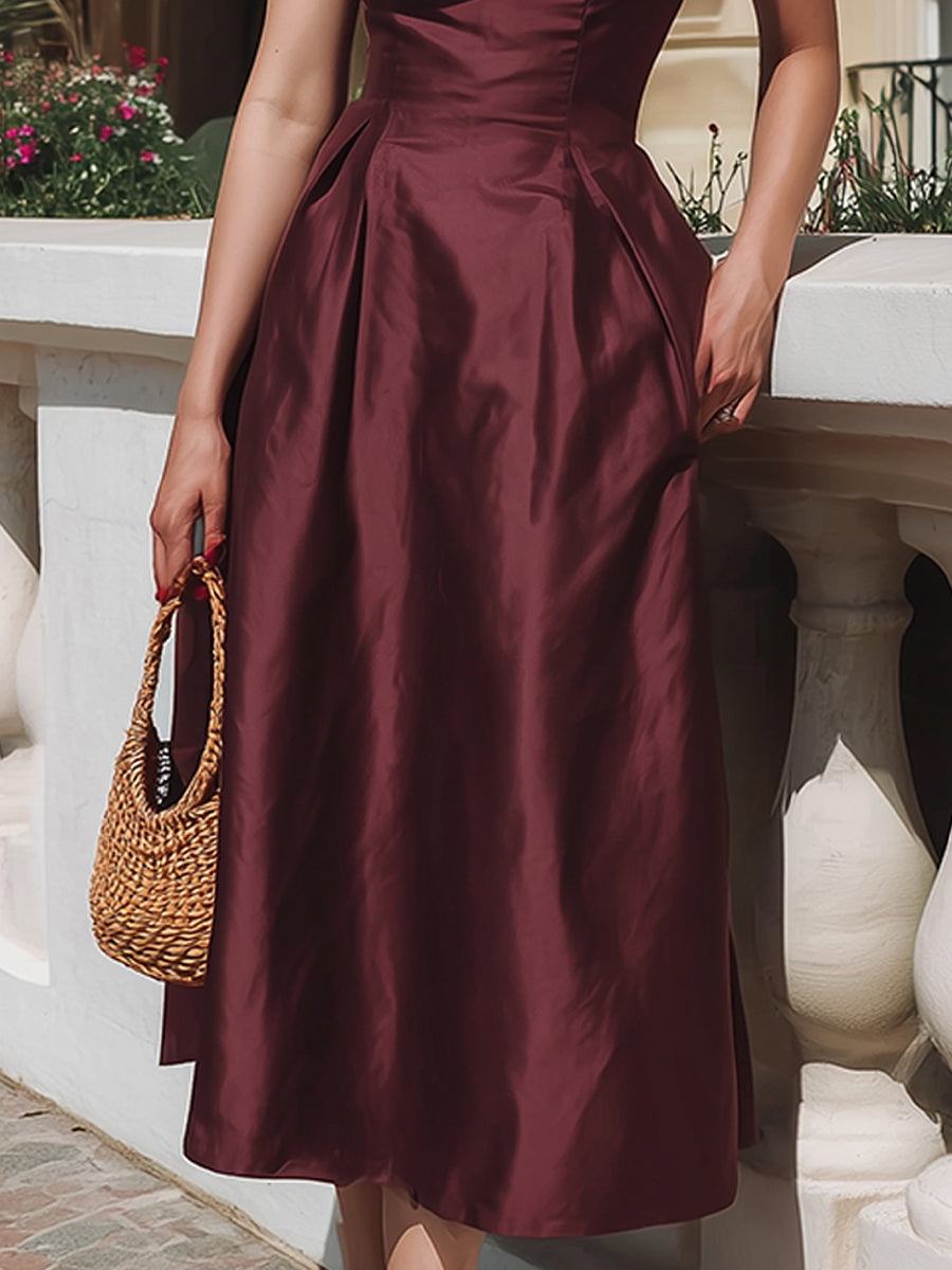 Elegant One-Shoulder Ruffle Midi Dress