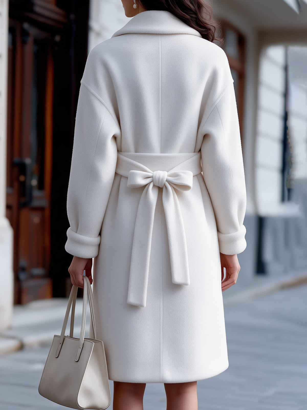 Double Breasted Belted Wool Blend Coat