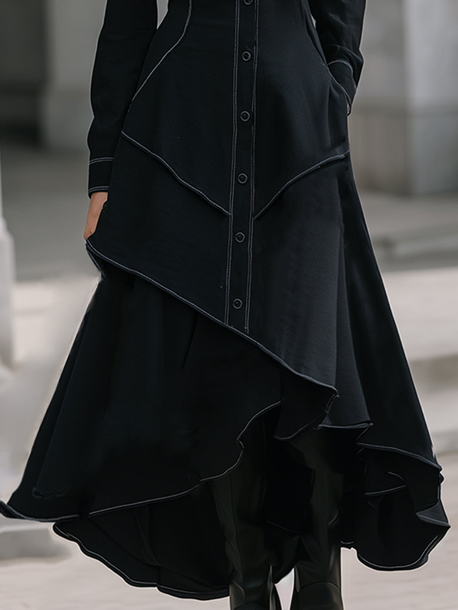 Stylish Asymmetric Layered Shirt Dress