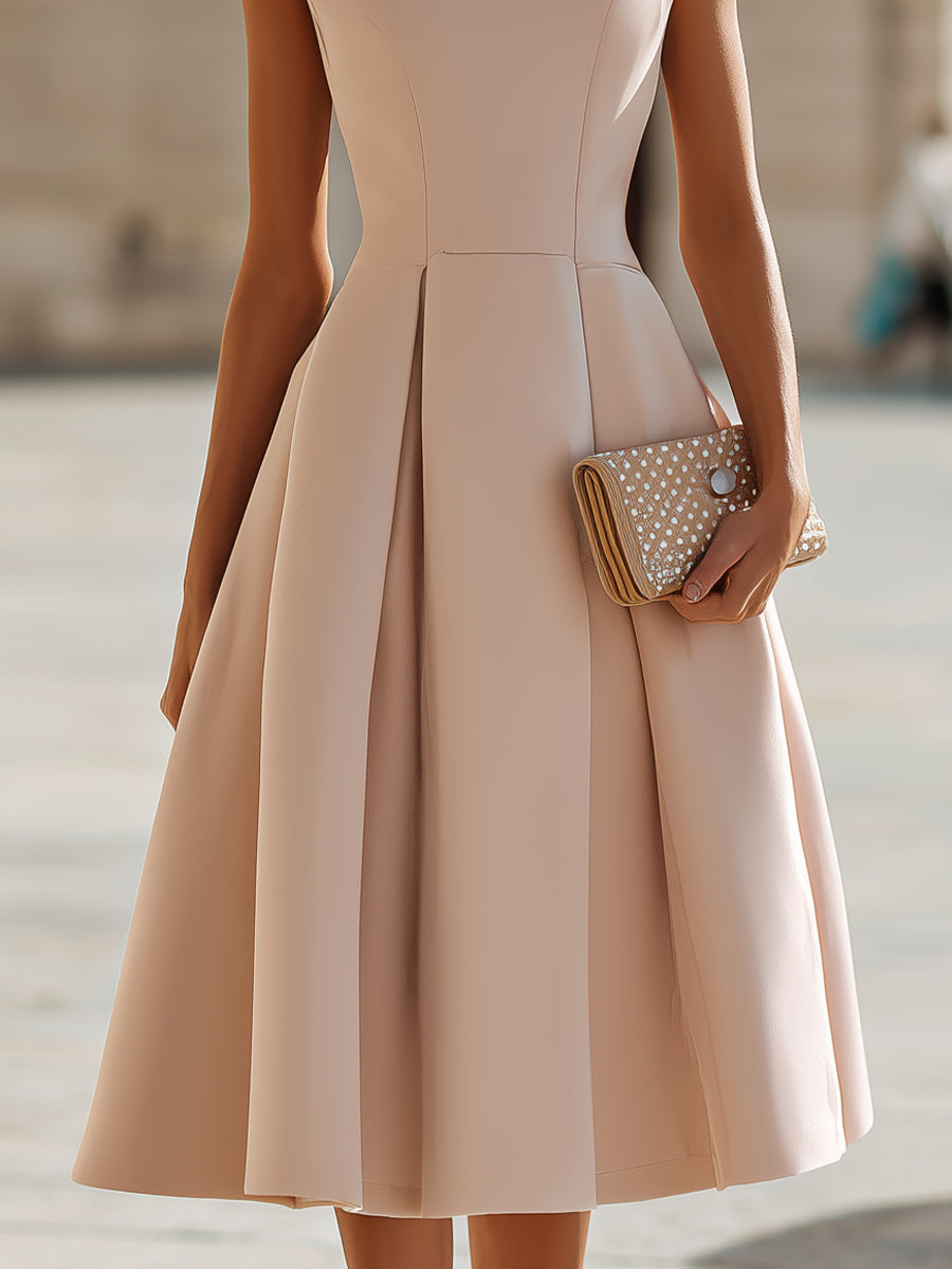 Sleeveless Structured A-Line Midi Dress