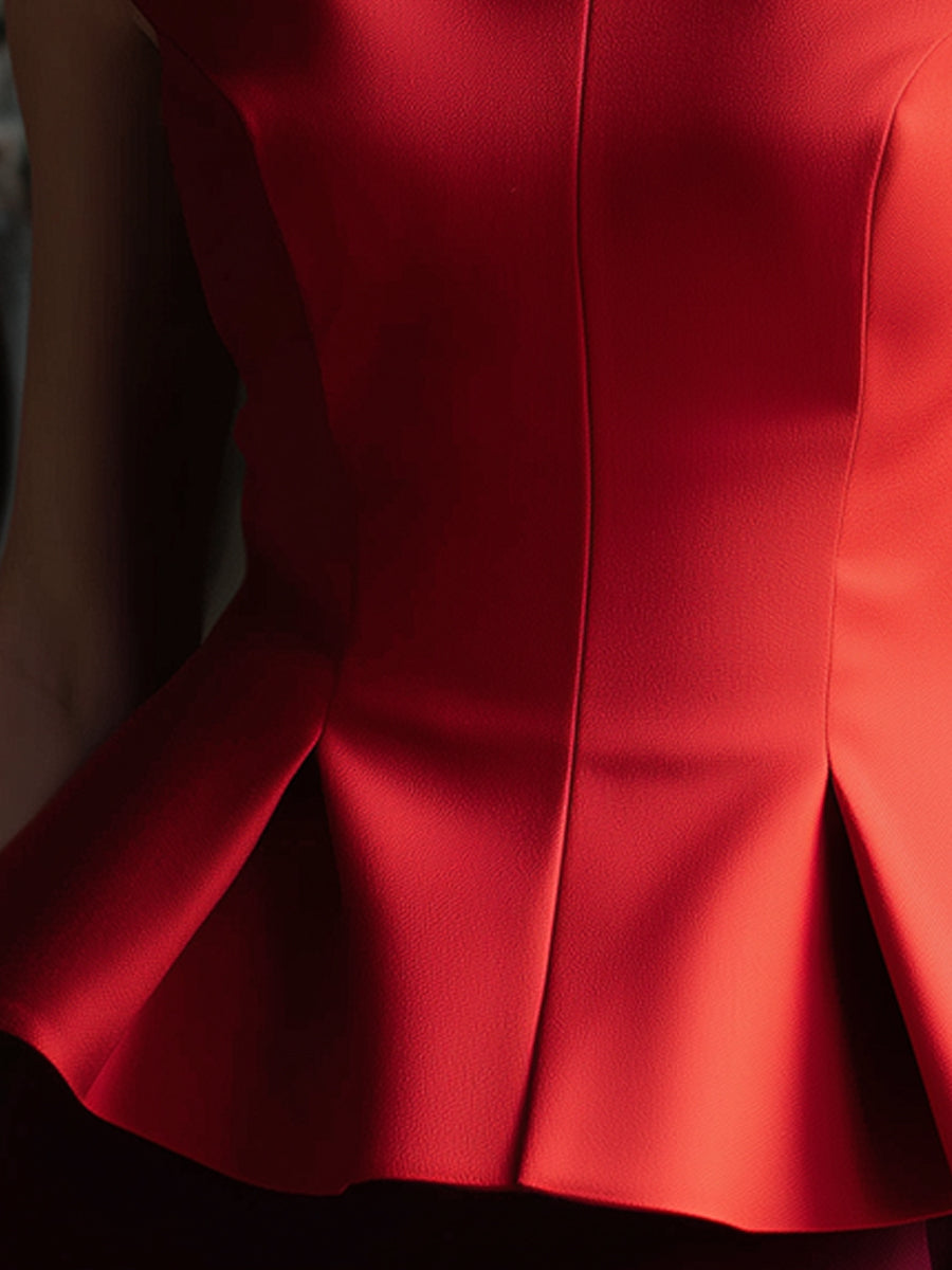 Structured Sleeveless Peplum Top