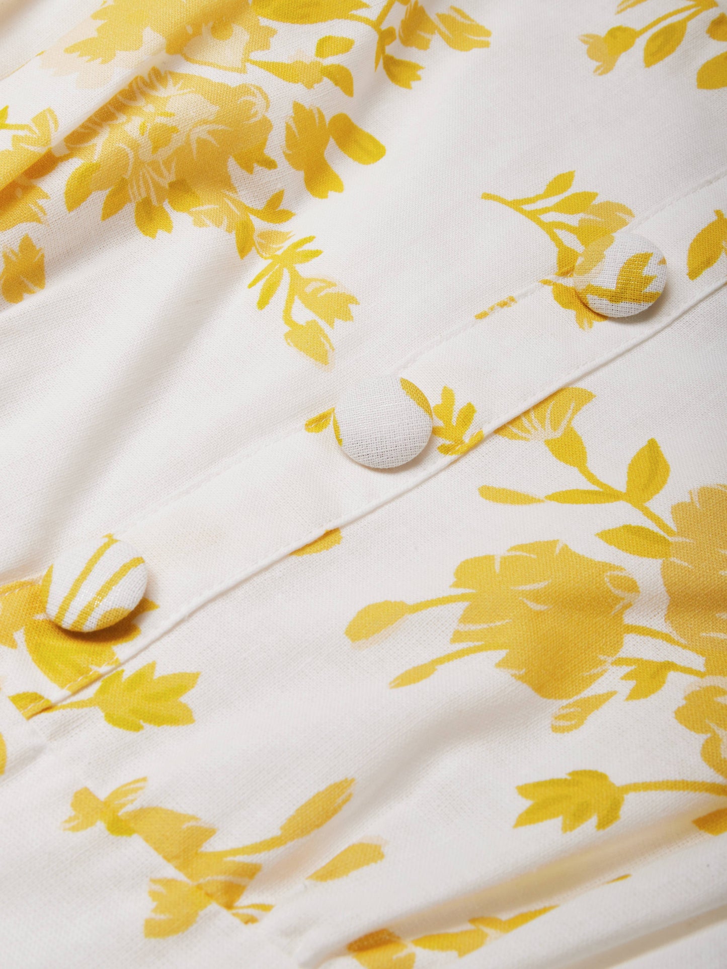 Linen Maxi Dress, Bell Sleeve, Boat Neck, Floral, Vintage, Yellow