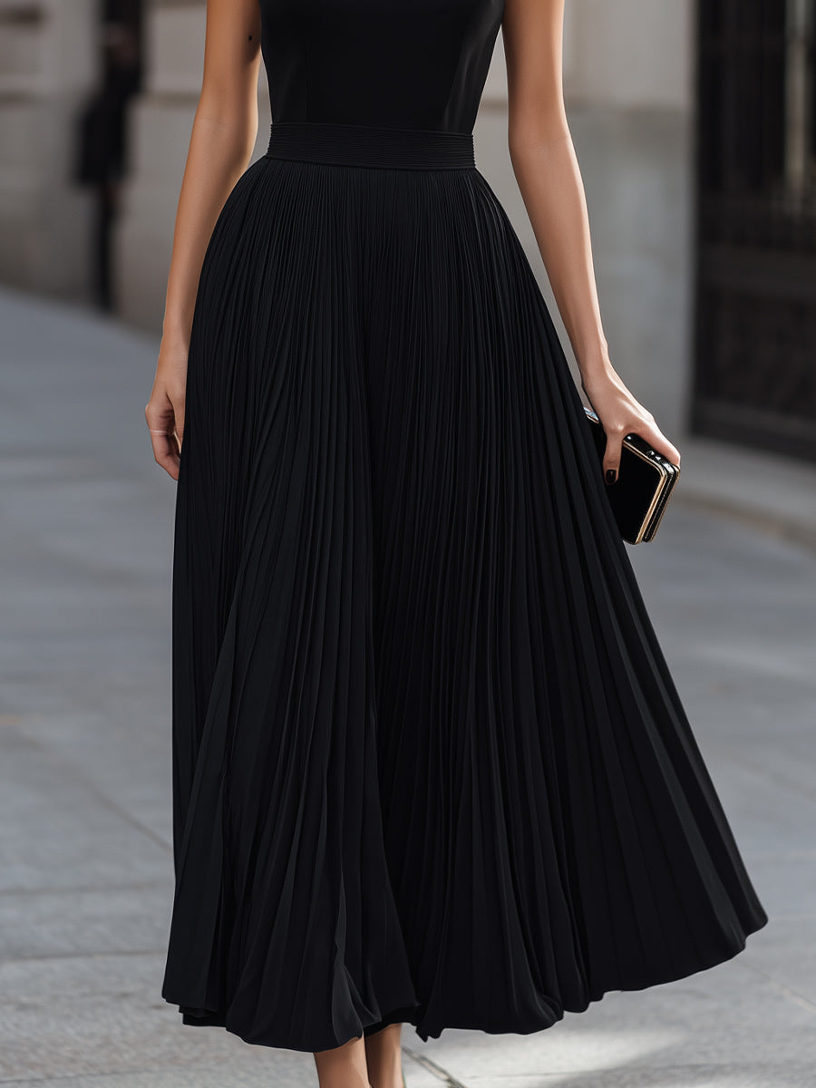 Sleeveless Pleated Midi Dress