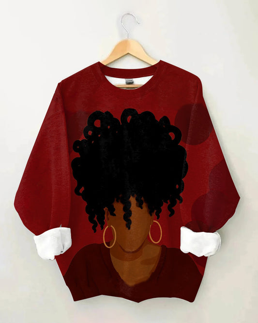 Gold Earrings Afr Girl Long Sleeve Sweatshirt