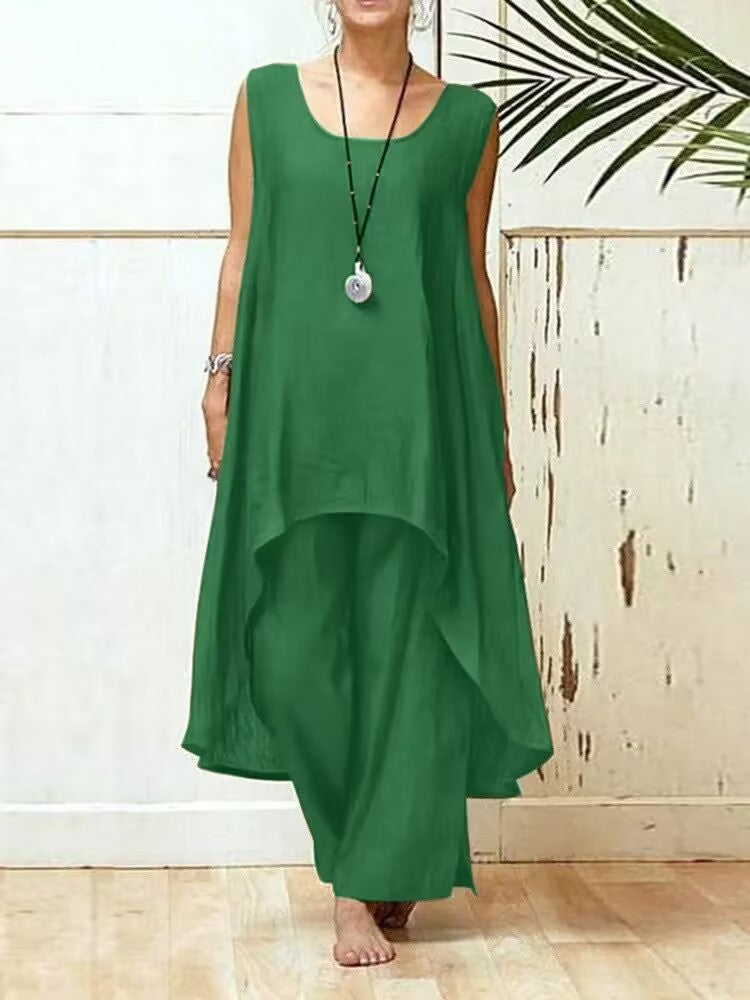 Irregular Sleeveless Two-Piece Pantsuit