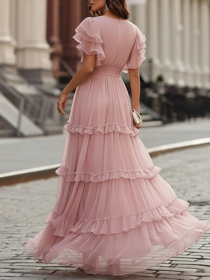 Romantic Ruffled Tiered Maxi Dress – Breathtaking Wedding Guest Style