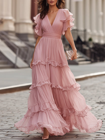 Romantic Ruffled Tiered Maxi Dress – Breathtaking Wedding Guest Style