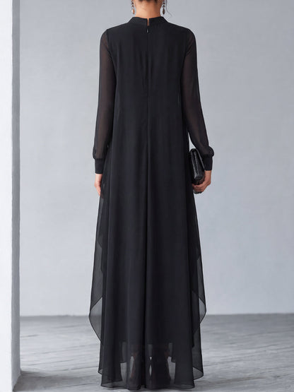 Relaxed Flowing Layered Chiffon Maxi Dress