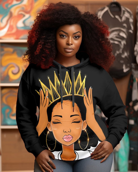 Crown Afro Girl Long Sleeves Hoodie