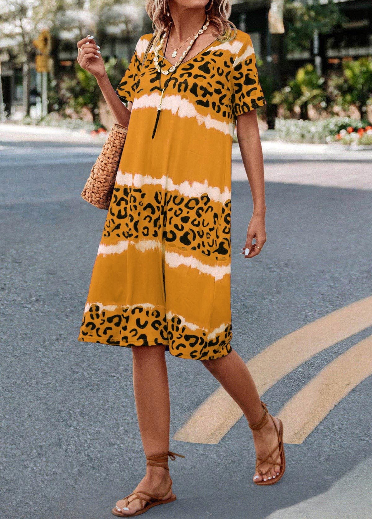 Women's Sexy Leopard Print Casual Midi Dress