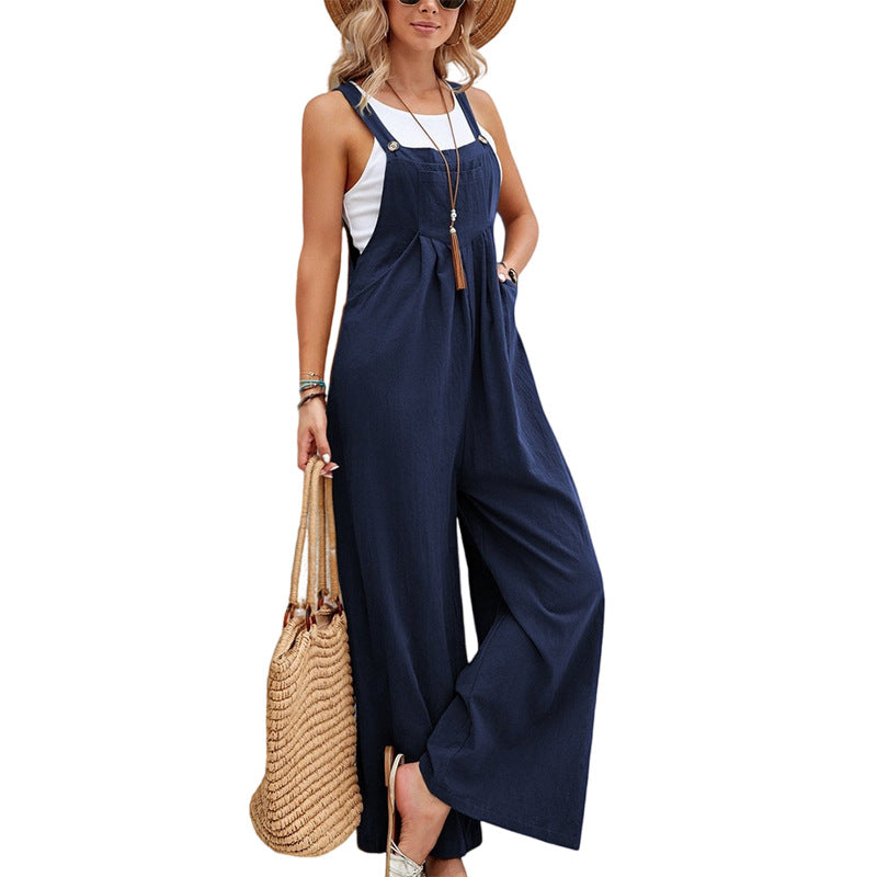 Women's Solid Color Casual Suspender Trousers Women