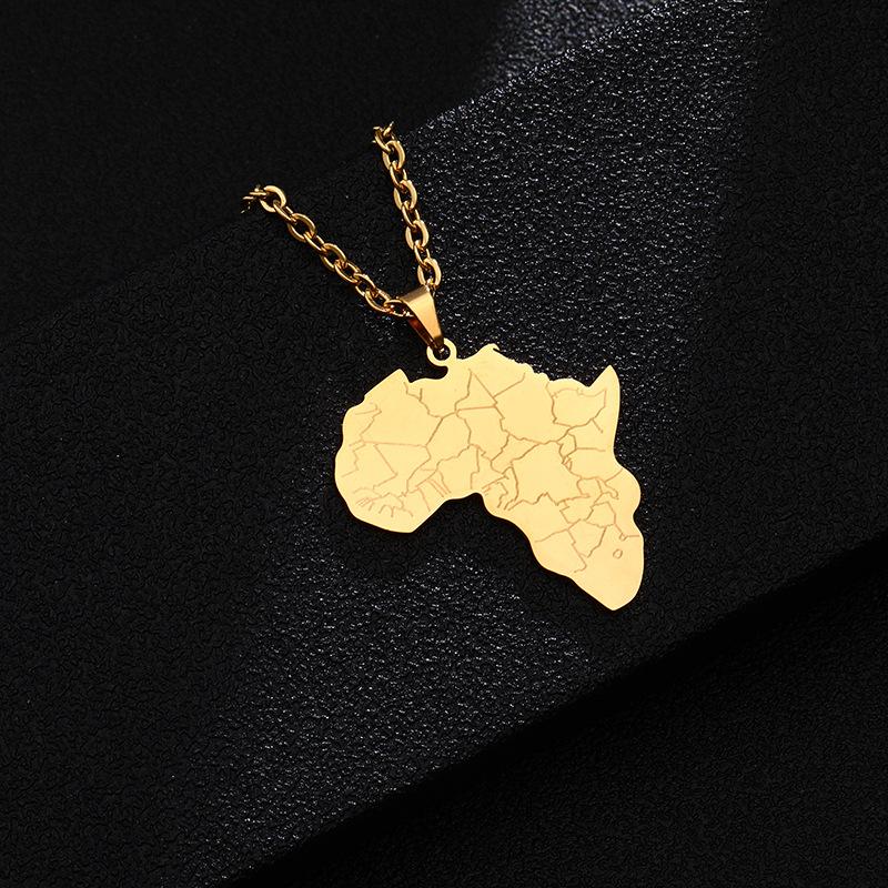 Gold Africa Map Necklace