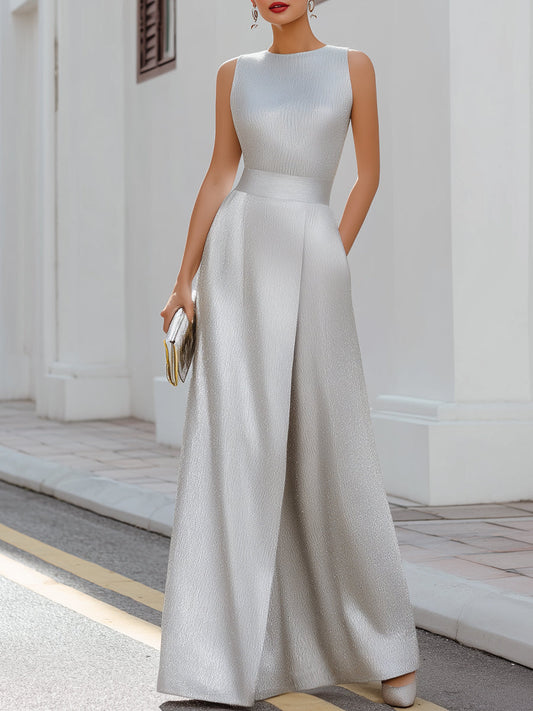 Elegant Sleeveless Textured Maxi Dress
