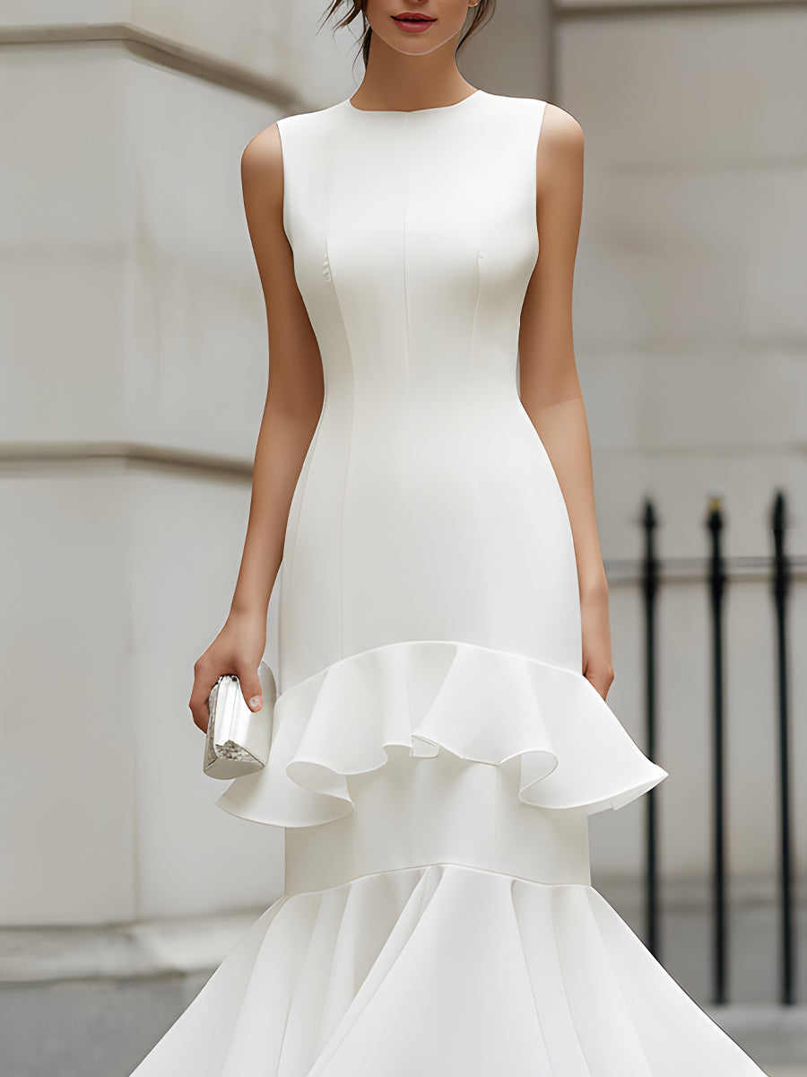 Sleeveless Tiered Ruffle Midi Dress