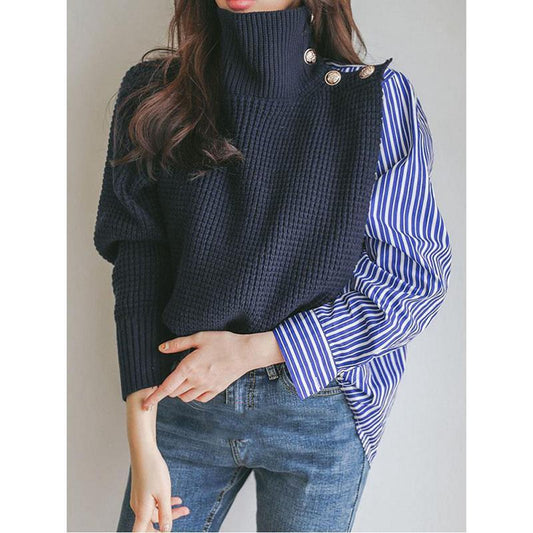 Stylish False Two Pieces Design Sweater Top