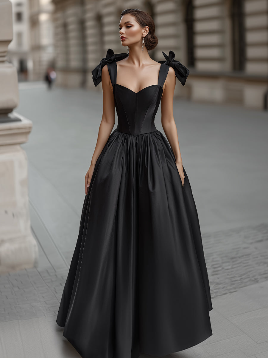 Elegant Bow-Shoulder Corset  Ball Gown Dress