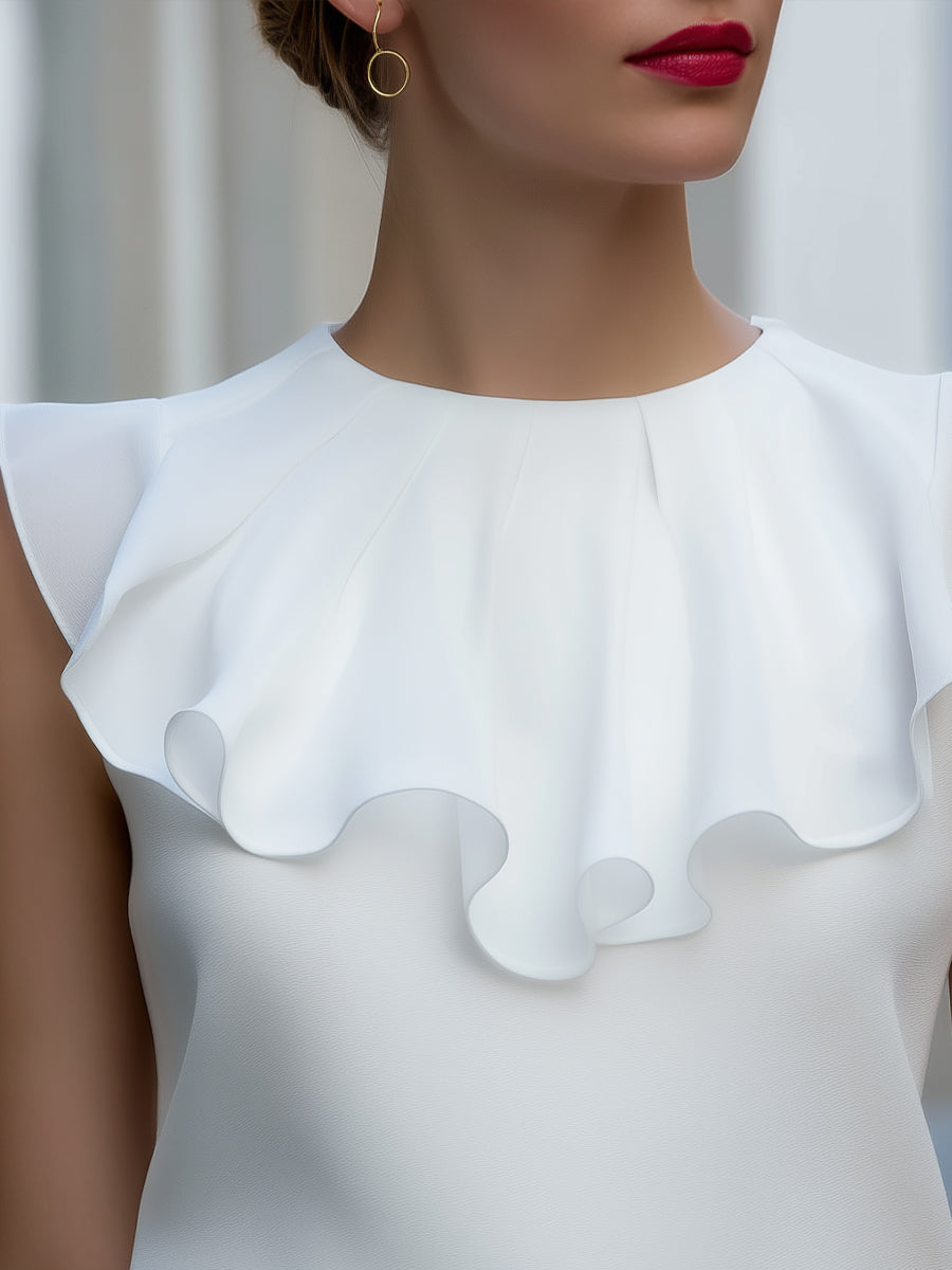 Layered Ruffled Chiffon Sleeveless Blouse