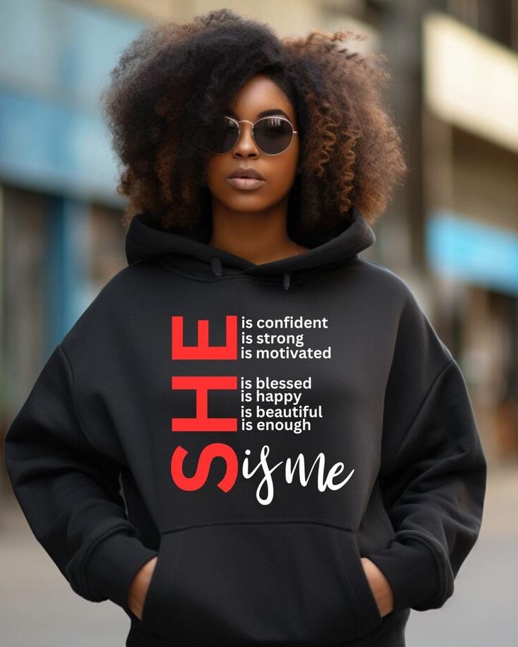 (Red)She Is Me Long Sleeves Hoodie