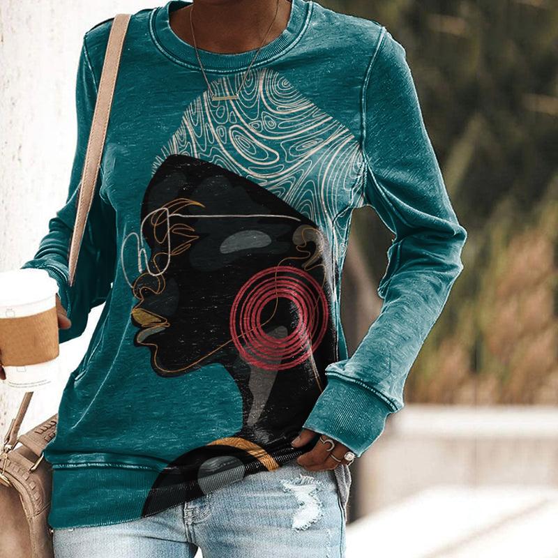 Black Women Red Earrings Art Print Unisex Sweatshirt