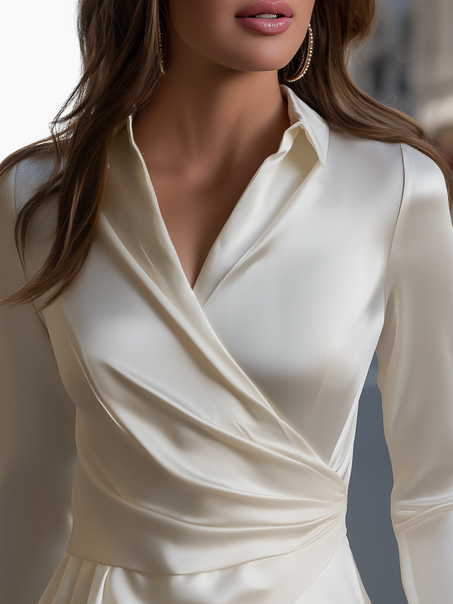 Elegant Wrap-Front Peplum Blouse