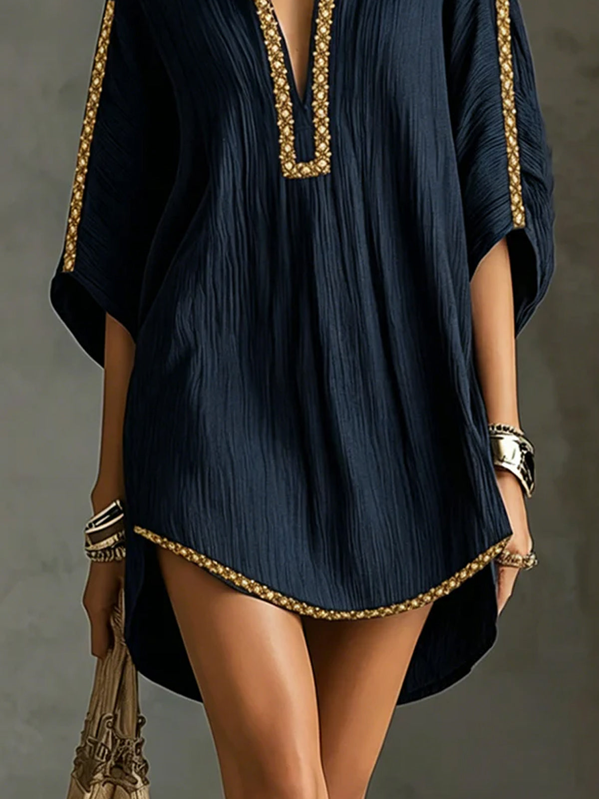 Black Deep V-Neck Mini Dress