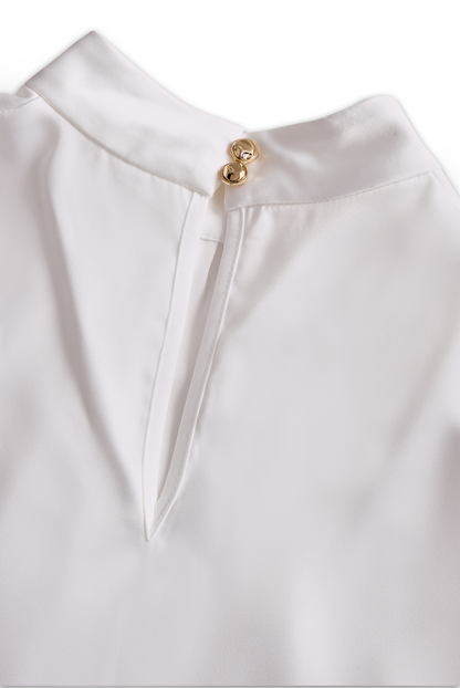 Sophisticated Pleated High-Neck Blouse
