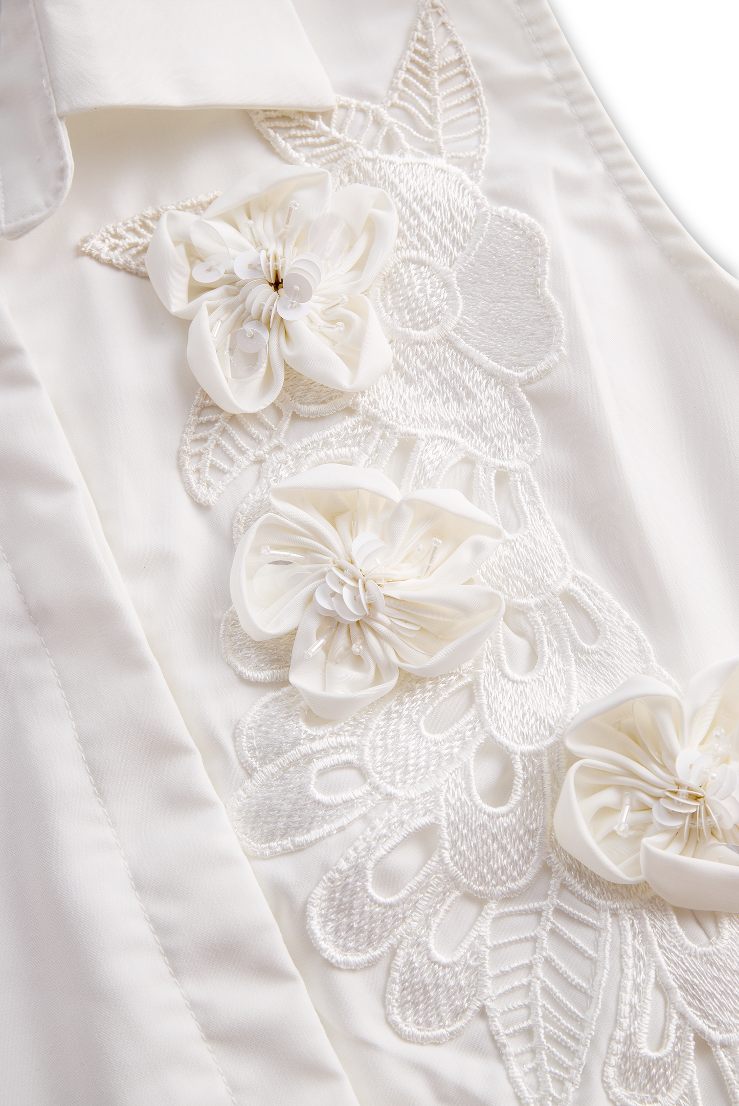 Sleeveless Shirt with 3D Floral Appliqu¨¦