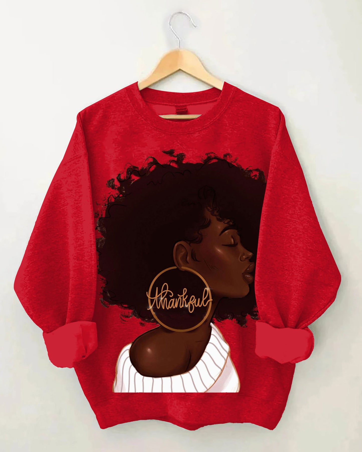 Gold Earrings Afro Girl Long Sleeve Sweatshirt