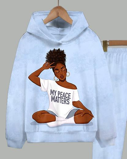 My Peace Matters Long Sleeve Hoodie Two Pieces Set