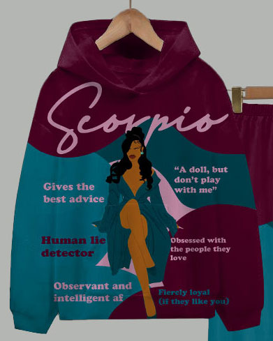 Scorpio Girly Season Long Sleeve Hoodie Two Pieces Set