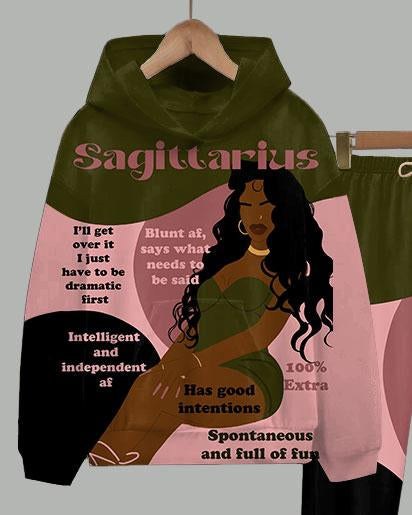 Sagittarius Girly Season Long Sleeve Hoodie Two Pieces Set