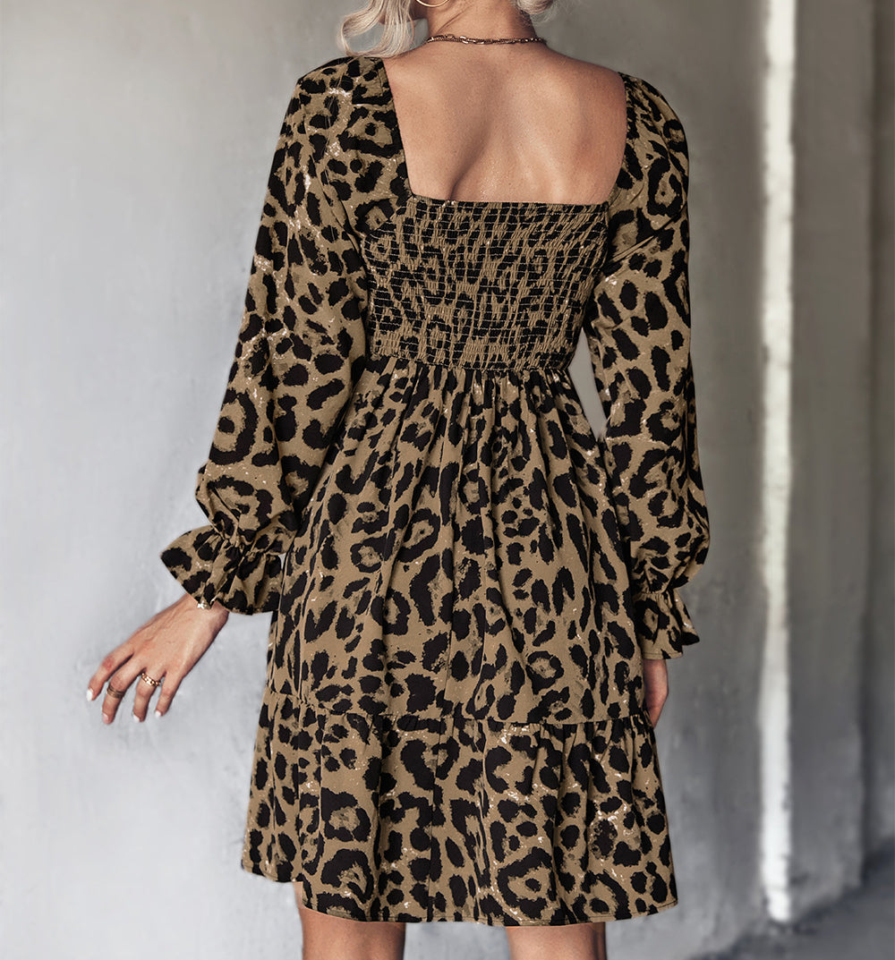 Leopard Print Long Sleeve Dress