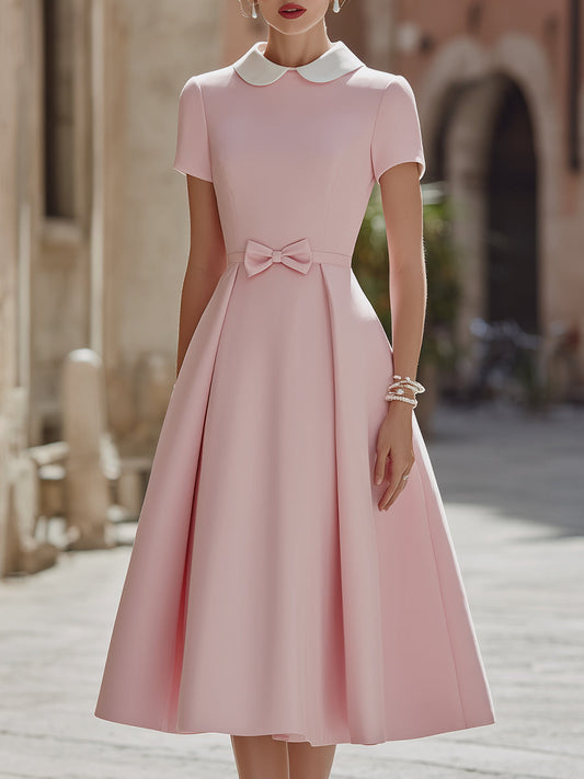 Pleated Waist Sleeveless A-Line Midi Dress
