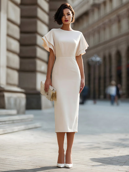 Minimalist Halter Neck Column Midi Dress