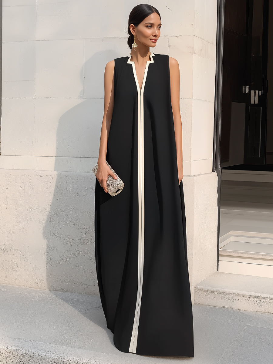 Sleeveless Maxi Dress With Contrasting Trim